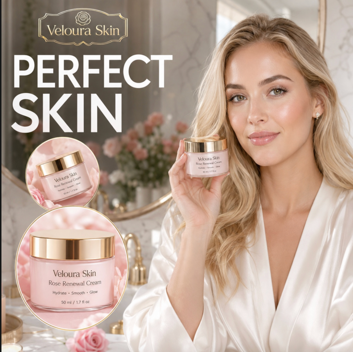 Veloura Skin™ Rose Renewal Cream – 50 ml